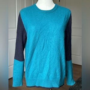 M&S Autograph 100% Cashmere Men's Turquoise and Dark Blue Crewneck Sweater